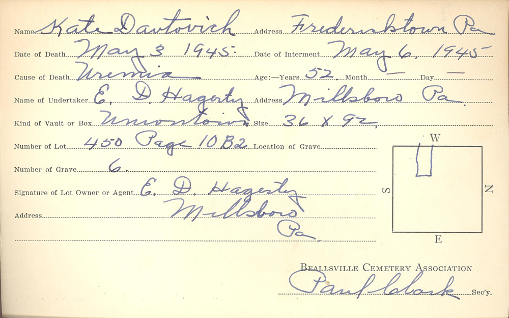 burial card